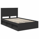 Sengestel med hovedgærde Sort 135 x 190 cm Massiv fyrretræ