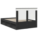 Sengestel med hovedgærde Sort 135 x 190 cm Massiv fyrretræ