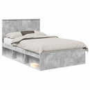 Sengestel med hovedgærde Beton Grå 135 x 190 cm Massiv fyrretræ