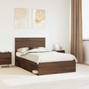 Sengestel med hovedgærde Brun eg 120 x 190 cm Massiv fyrretræ