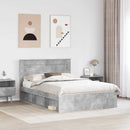 Sengestel med hovedgærde Beton 140 x 190 cm Massiv fyrretræ