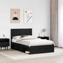 Sengestel med hovedgærde Sort 135 x 190 cm Massiv fyrretræ