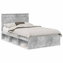 Sengestel med hovedgærde Beton Grå 135 x 190 cm Massiv fyrretræ