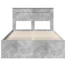 Sengestel med hovedgærde Beton Grå 135 x 190 cm Massiv fyrretræ