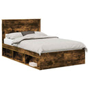 Sengestel med hovedgærde Røget eg 135 x 190 cm Massiv fyrretræ