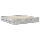 Sengestel med skuffe Beton Grå 200 x 200 cm Ingeniørtræ