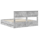 Sengestel med skuffe Beton Grå 200 x 200 cm Ingeniørtræ