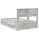 Sengestel med skuffe Beton Grå 135 x 190 cm Ingeniørtræ