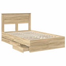 Sengestel med skuffe Sonoma eg 120 x 190 cm Ingeniørtræ