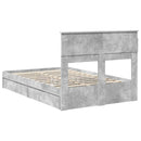 Opbevaringsseng Beton Grå 135 x 190 cm Konstrueret træ