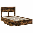 Opbevaringsseng Røget eg 135 x 190 cm Konstrueret træ