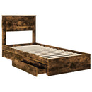 Opbevaringsseng Røget eg 100 x 200 cm Konstrueret træ