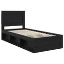 Sengestel med hovedgærde Sort 90 x 190 cm Massiv fyrretræ