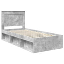 Sengestel med hovedgærde Beton Grå 90 x 190 cm Massiv fyrretræ