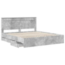 Sengestel med skuffe Beton Grå 200 x 200 cm Ingeniørtræ