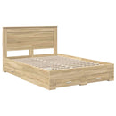 Sengestel med skuffe Sonoma eg 140 x 190 cm Konstrueret træ