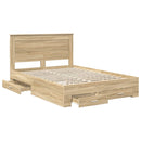 Sengestel med skuffe Sonoma eg 140 x 190 cm Konstrueret træ