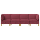 Modulsofa sæt med opbevaring 4 pcs Vinrød Stof