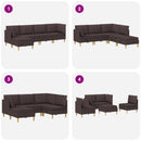 Modulsofa sæt med opbevaring 5 pcs Mørk Brun Stof