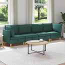 Modulsofa sæt med opbevaring 4 pcs Mørkegrøn Stof