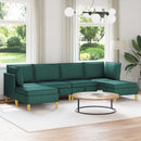 Modulsofa sæt med opbevaring 6 pcs Mørkegrøn Stof