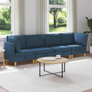 Modulsofa sæt med opbevaring 4 pcs Blå Stof