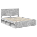Sengestel med hovedgærde Beton Grå 150 x 200 cm Massiv fyrretræ