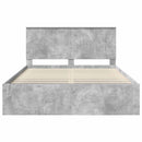 Sengestel med hovedgærde Beton Grå 150 x 200 cm Massiv fyrretræ