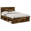 Sengestel med hovedgærde Røget eg 140 x 190 cm Massiv fyrretræ