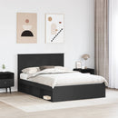 Sengestel med hovedgærde Sort 135 x 190 cm Massiv fyrretræ