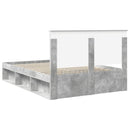 Sengestel med hovedgærde Beton Grå 135 x 190 cm Massiv fyrretræ