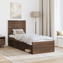 Sengestel med hovedgærde Brun eg 75 x 190 cm Massiv fyrretræ