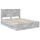 Sengestel med skuffe Beton Grå 150 x 200 cm Ingeniørtræ