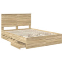 Sengestel med skuffe Sonoma eg 140 x 200 cm Ingeniørtræ