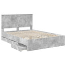 Sengestel med skuffe Beton Grå 135 x 190 cm Ingeniørtræ