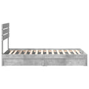 Opbevaringsseng Beton Grå 70 x 190 cm Konstrueret træ