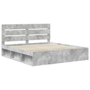 Sengestel med hovedgærde Beton 180 x 200 cm Massiv fyrretræ