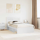 Sengestel med hovedgærde Hvid 120 x 190 cm Massiv fyrretræ