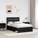 Sengestel med hovedgærde Sort 120 x 190 cm Massiv fyrretræ