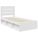 Sengestel med hovedgærde Hvid 100 x 200 cm Massiv fyrretræ