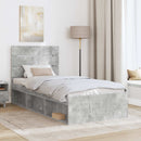 Sengestel med hovedgærde Beton 90 x 200 cm Massiv fyrretræ