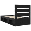Sengestel med hovedgærde Sort 90 x 190 cm Massiv fyrretræ