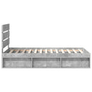 Sengestel med hovedgærde Beton Grå 90 x 190 cm Massiv fyrretræ