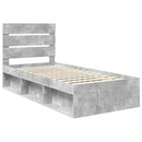 Sengestel med hovedgærde Beton Grå 75 x 190 cm Massiv fyrretræ