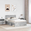 Sengestel med hovedgærde Beton 120 x 190 cm Massiv fyrretræ