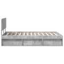Sengestel med hovedgærde Beton 120 x 190 cm Massiv fyrretræ
