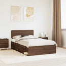 Sengestel med hovedgærde Brun eg 120 x 190 cm Massiv fyrretræ