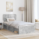 Sengestel med hovedgærde Beton Grå 90 x 190 cm Massiv fyrretræ