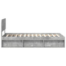 Sengestel med hovedgærde Beton Grå 90 x 190 cm Massiv fyrretræ