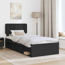 Sengestel med hovedgærde Sort 75 x 190 cm Massiv fyrretræ